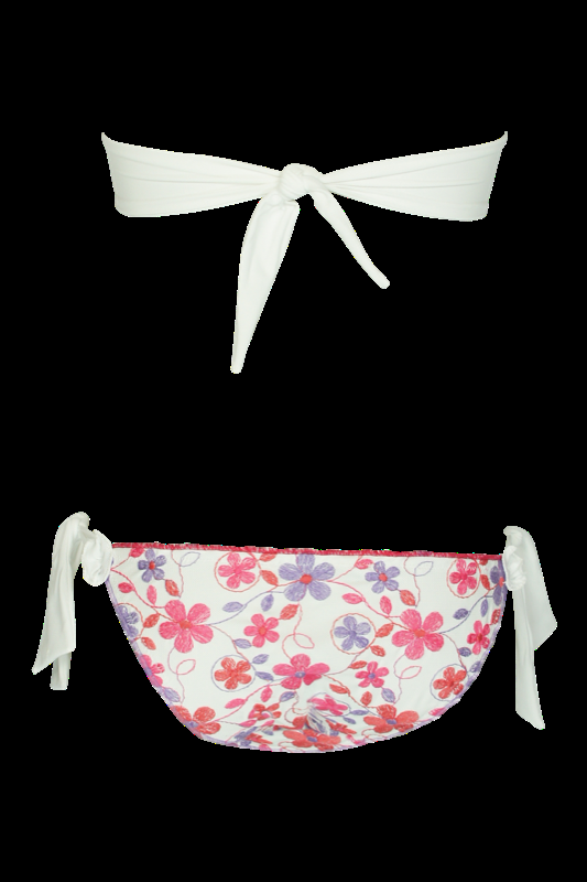 SALE Padded Bandeau Bikini Mit Blütenstickerei