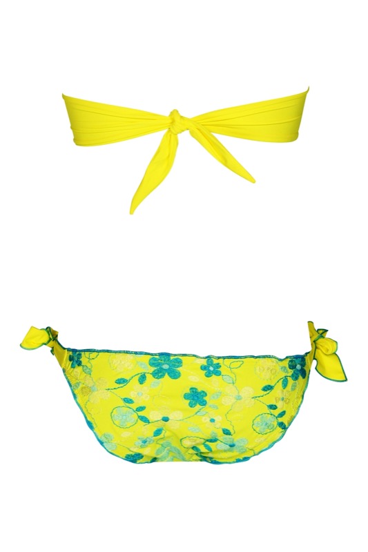 SALE Padded Bandeau Bikini Mit Blütenstickerei