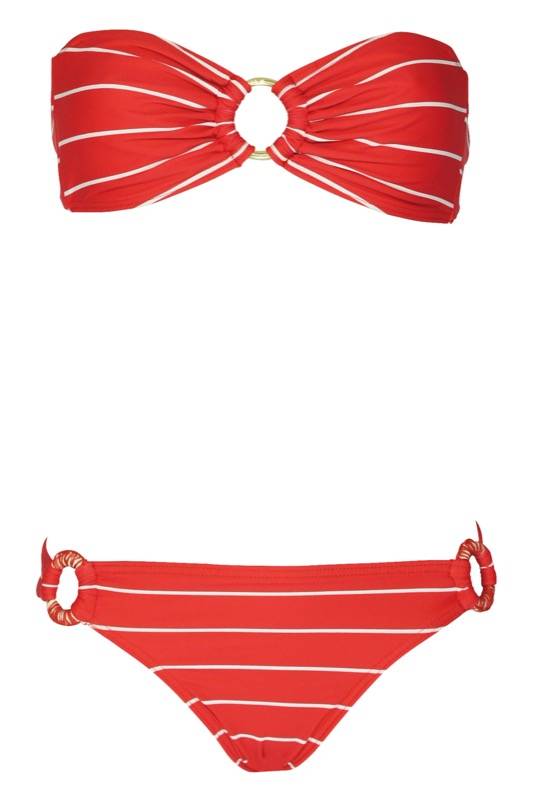 SALE Padded Bandeau Bikini mit Gold Ring