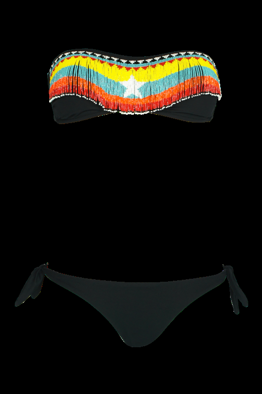 SALE Padded Bandeau Bikini mit Perlenstickerei