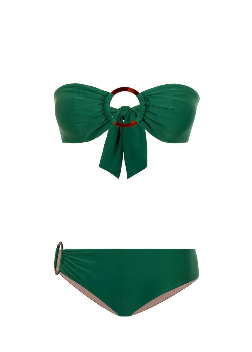 SALE Padded Bandeau Bikini Mit Ringen In Grün