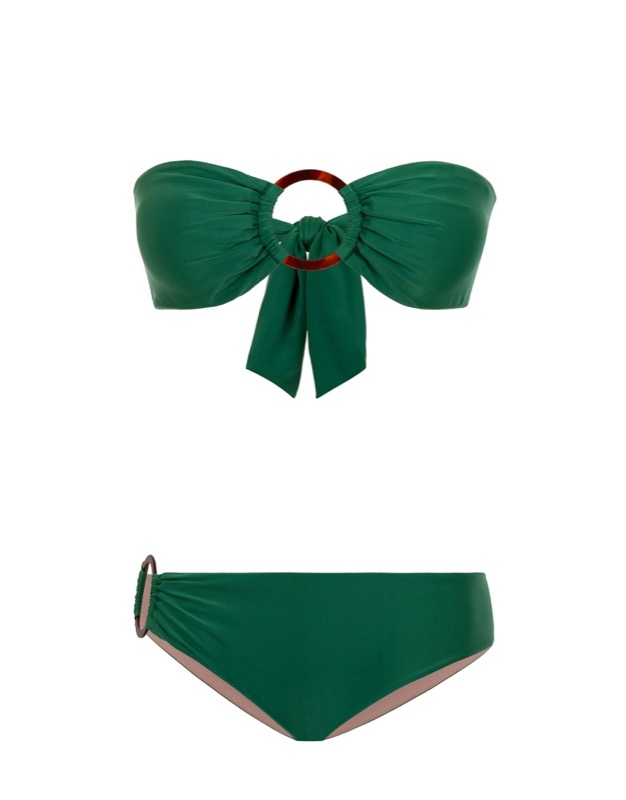SALE Padded Bandeau Bikini mit Ringen in grün