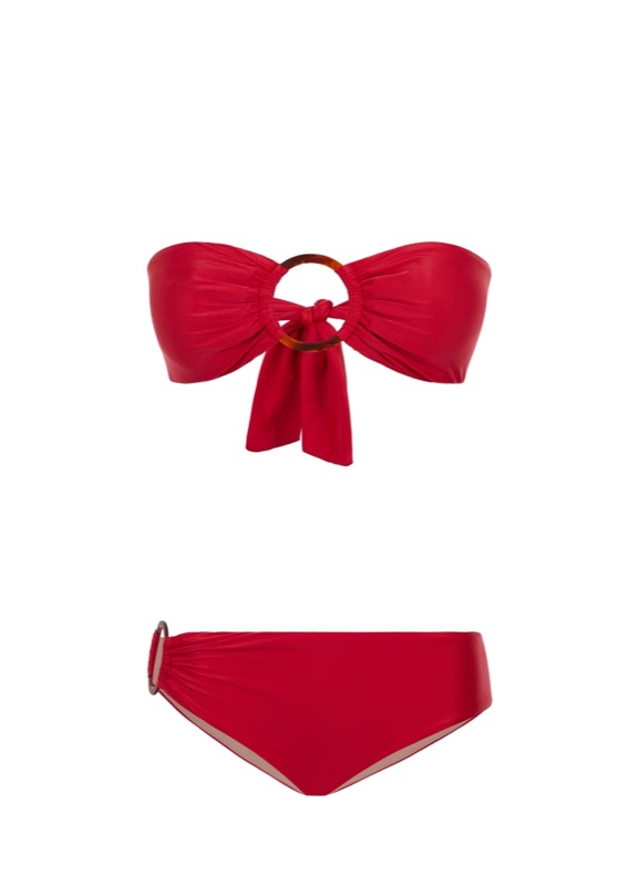 SALE Padded Bandeau Bikini Mit Ringen In Rot