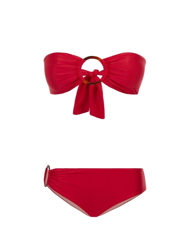 SALE Padded Bandeau Bikini mit Ringen in rot