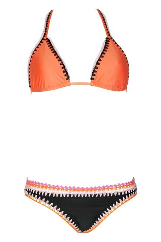 SALE Padded Triangle Bikini mit Häkeldetails