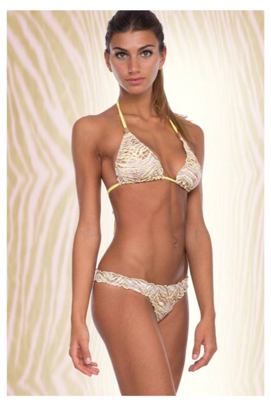 SALE Padded Triangle Bikini Mit Print Und Spitze