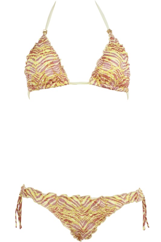 SALE Padded Triangle Bikini mit Print und Spitze