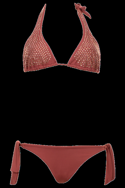 SALE Padded Triangle Bikini mit Strass-Steinen