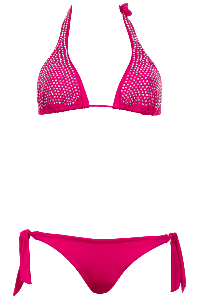 SALE Padded Triangle Bikini mit Strass-Steinen