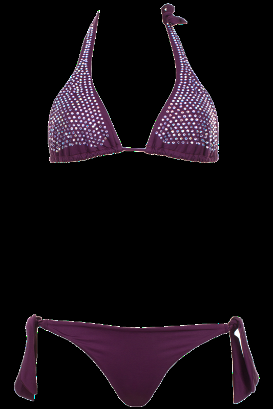 SALE Padded Triangle Bikini mit Strass-Steinen