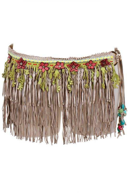 SALE Pareo mit Fransen aus Leder