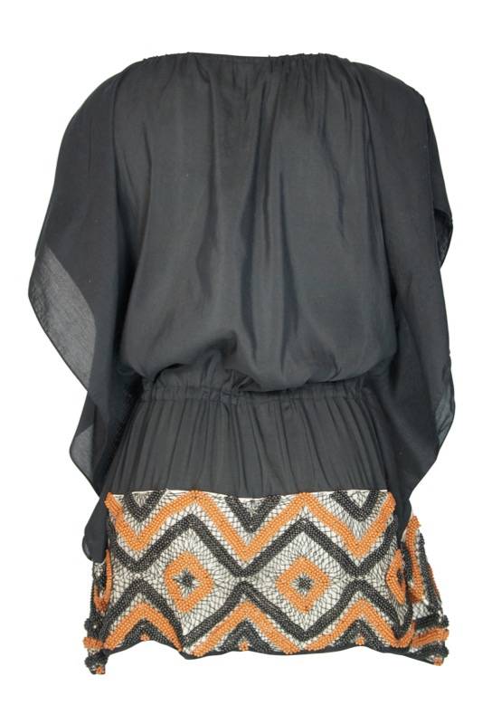 SALE Perlen Bestickter Kaftan In Schwarz