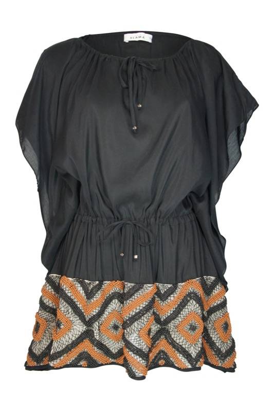 SALE Perlen Bestickter Kaftan in Schwarz