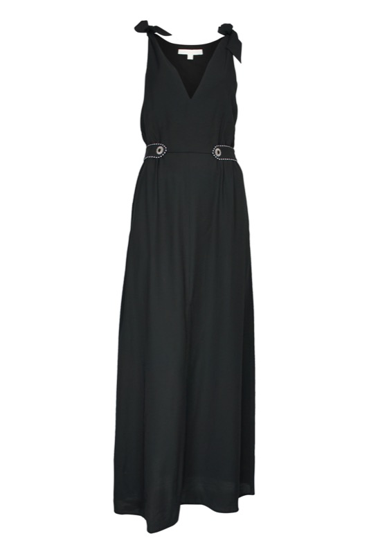 SALE Piped Luxe Maxikleid schwarz