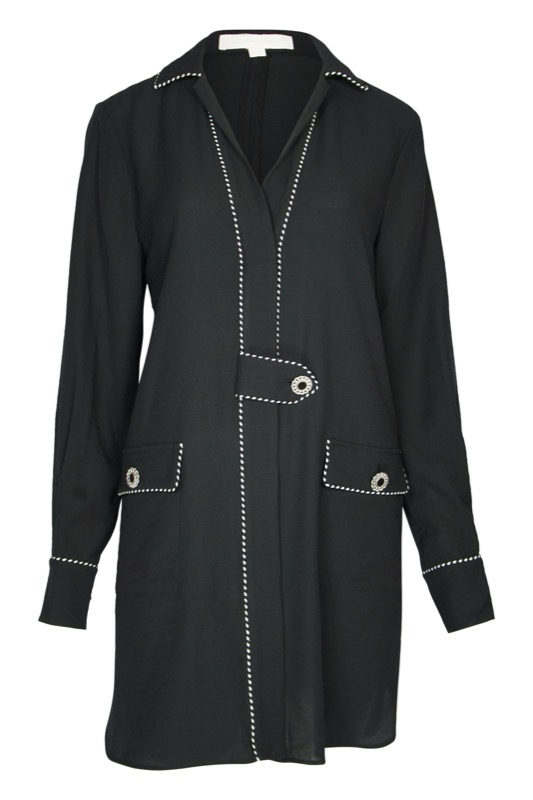 SALE Piped Luxe Minikleid schwarz