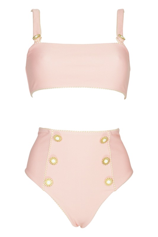 SALE Piped Luxe Strap Bikini Rosa
