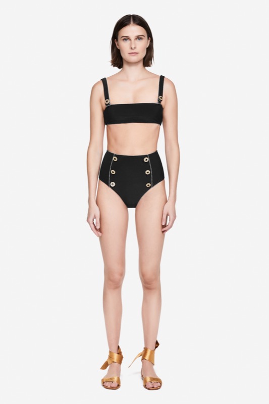 SALE Piped Luxe Strap Bikini Schwarz