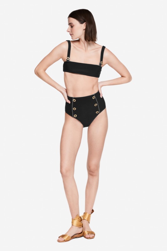 SALE Piped Luxe Strap Bikini Schwarz