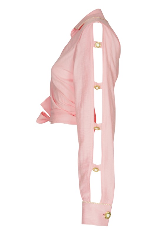 SALE Piped Luxe Wickelbluse Rosa