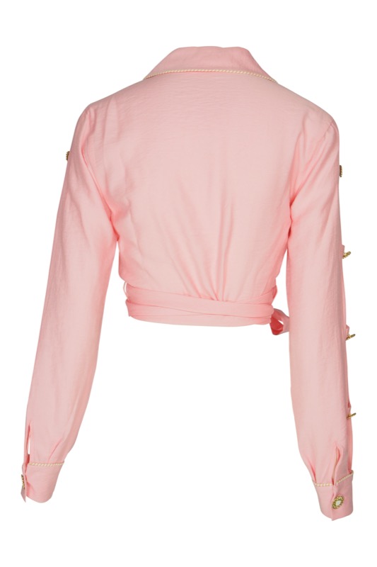 SALE Piped Luxe Wickelbluse Rosa