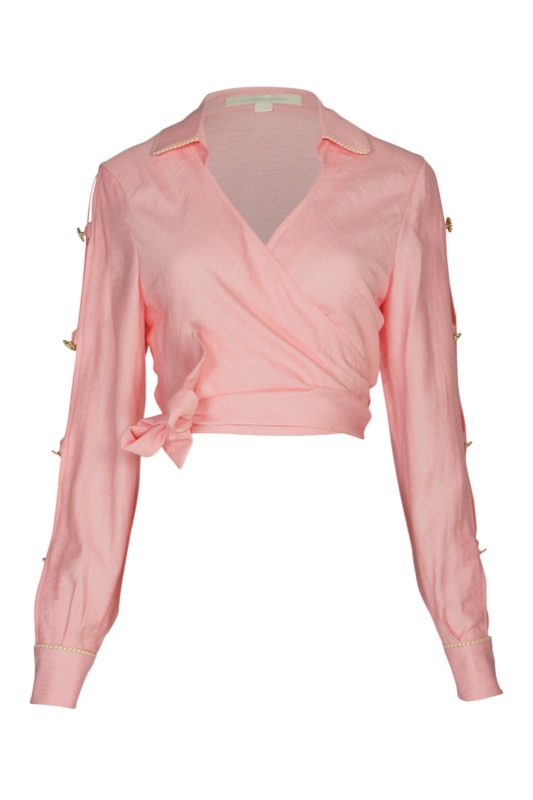 SALE Piped Luxe Wickelbluse Rosa