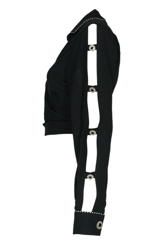 SALE Piped Luxe Wickelbluse Schwarz