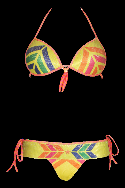 SALE Push-Up Bikini Navajo mit Pailletten in gelb
