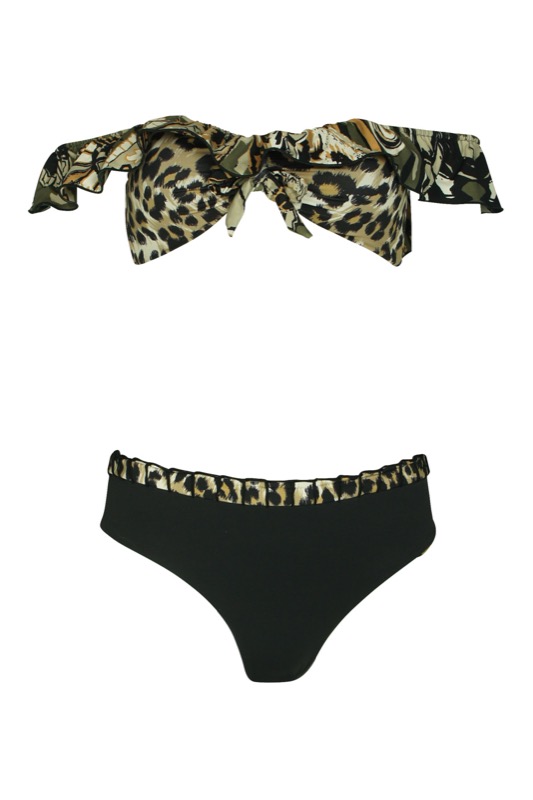 SALE Schulterfreier Padded Bikini im Mustermix