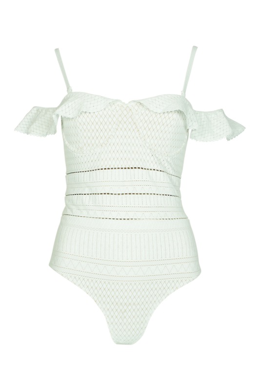 SALE Schulterfreier Push Up Badeanzug aus Spitze