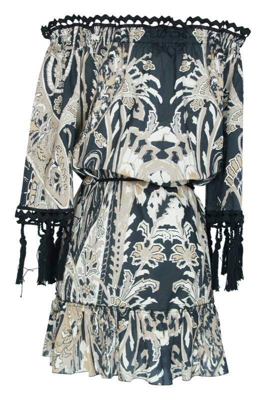 SALE Schulterfreies Minikleid Mit Häkeldetails