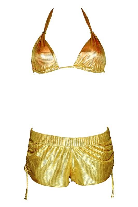 SALE Short Im Metallic-Look In Gold