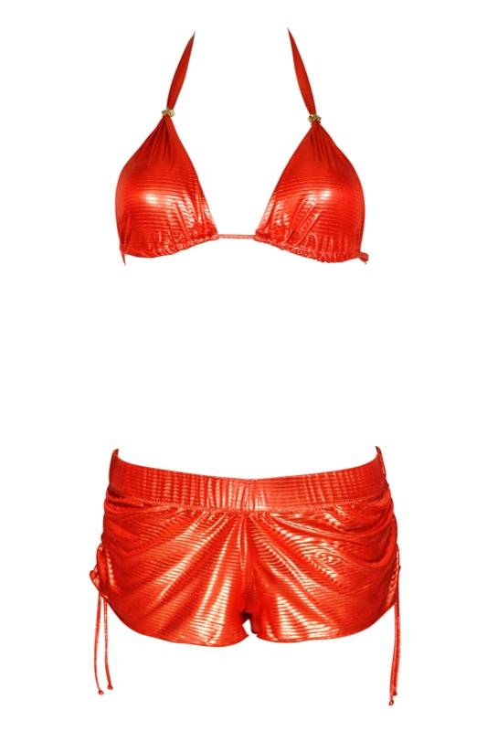 SALE Short Im Metallic-Look In Orange
