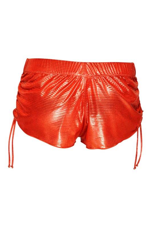 SALE Short Im Metallic-Look In Orange