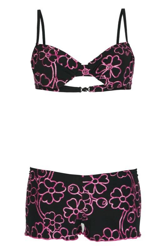 SALE Short Mit Blütenstickerei In Schwarz