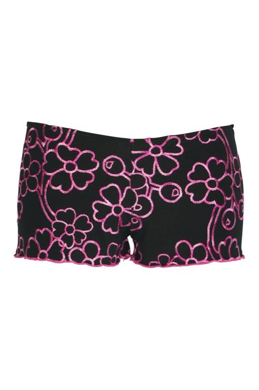 SALE Short mit Blütenstickerei in schwarz