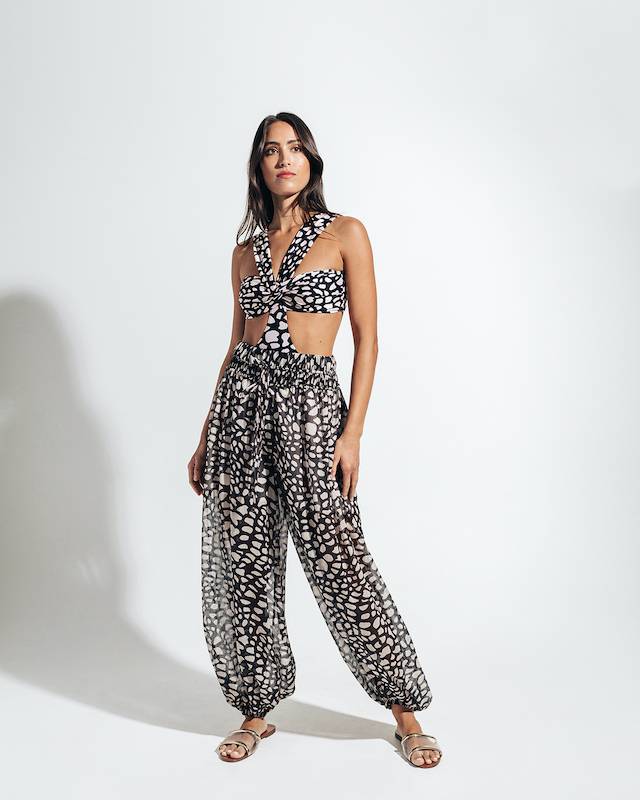 SALE Spotted Badeanzug Mit Cut-Out