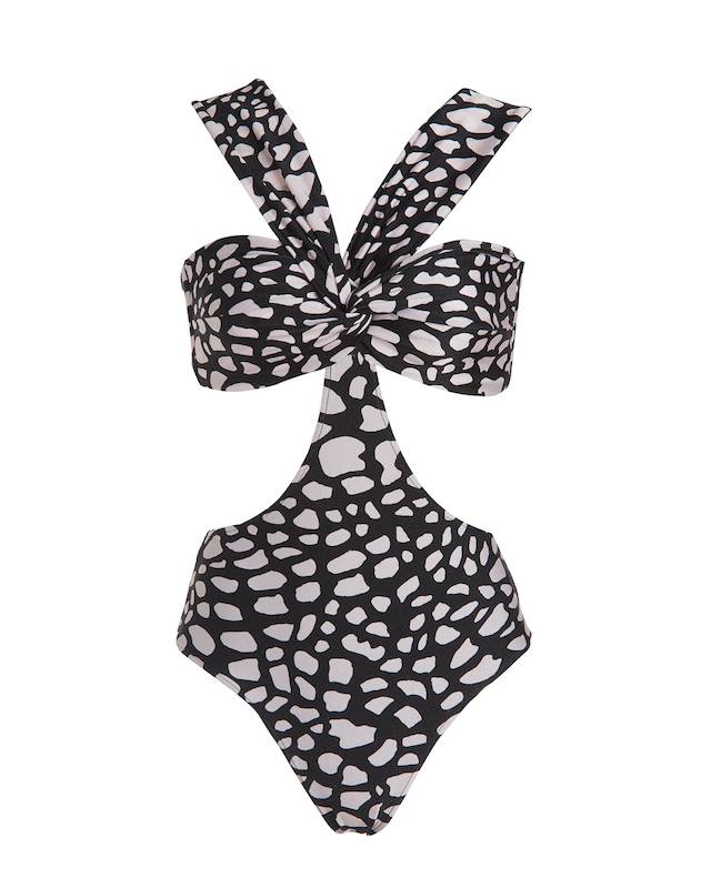 SALE Spotted Badeanzug Mit Cut-Out