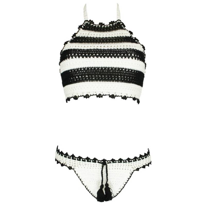 SALE Stardust gehäkelter Bikini in weiß- schwarz