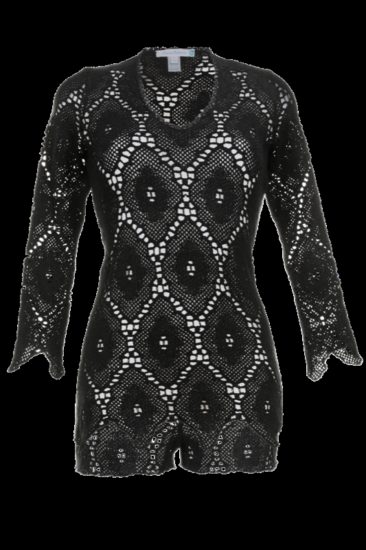 SALE Top In Mondänem Schwarz Und Häkel-Look