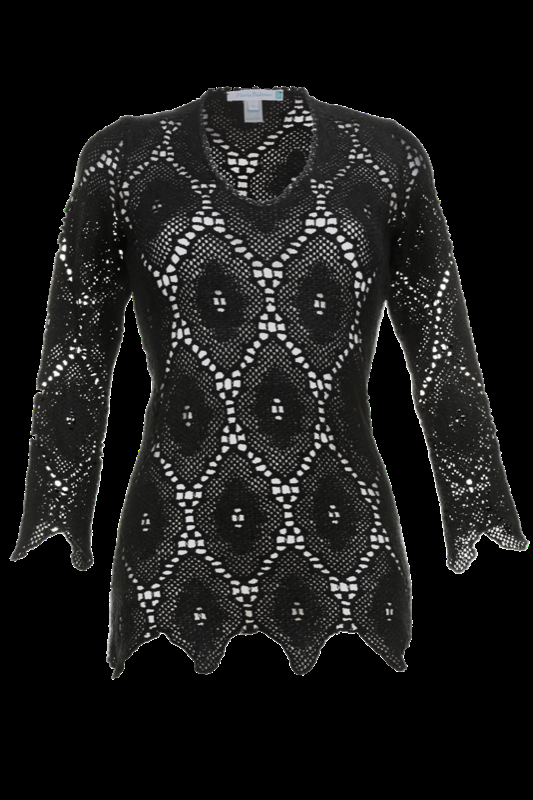 SALE Top In Mondänem Schwarz Und Häkel-Look