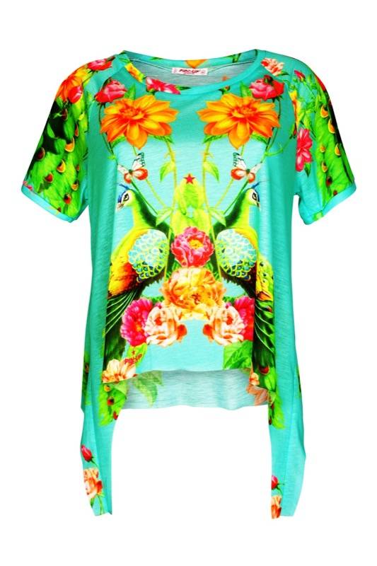 SALE Top mit Blumenprint in türkis