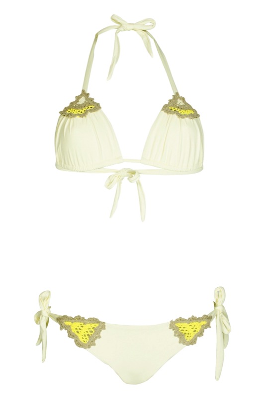 SALE Triangel Bikini mit Häkeldetails in Creme