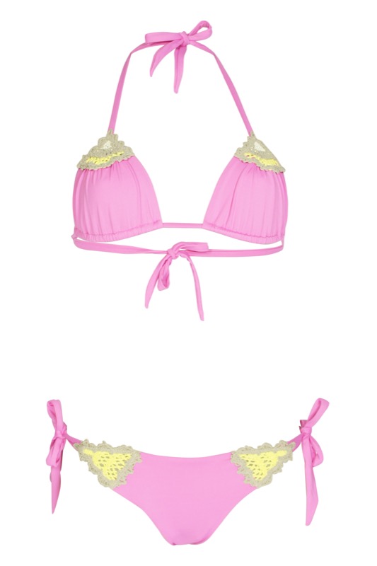 SALE Triangel Bikini mit Häkeldetails in Pink