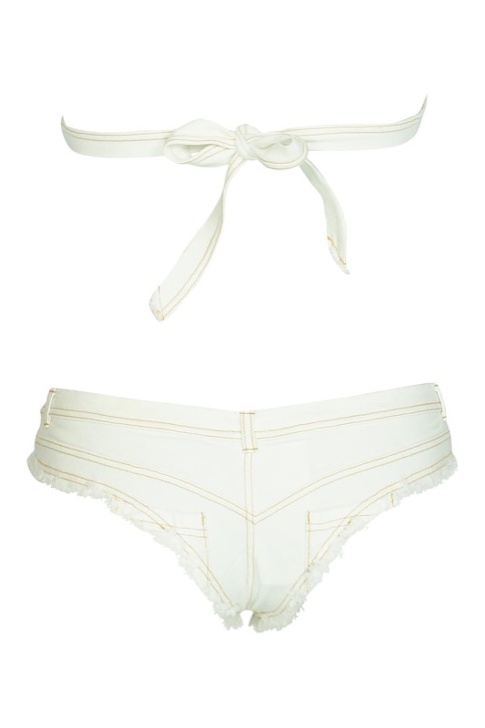 SALE Triangle Bikini Denim Mit Fransen