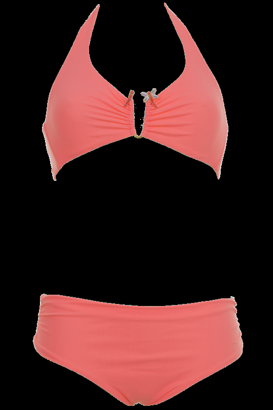 SALE Triangle Bikini in Peach mit Libelle