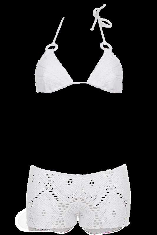 SALE Triangle Bikini In Sommerweiß Mit Häkel-Look