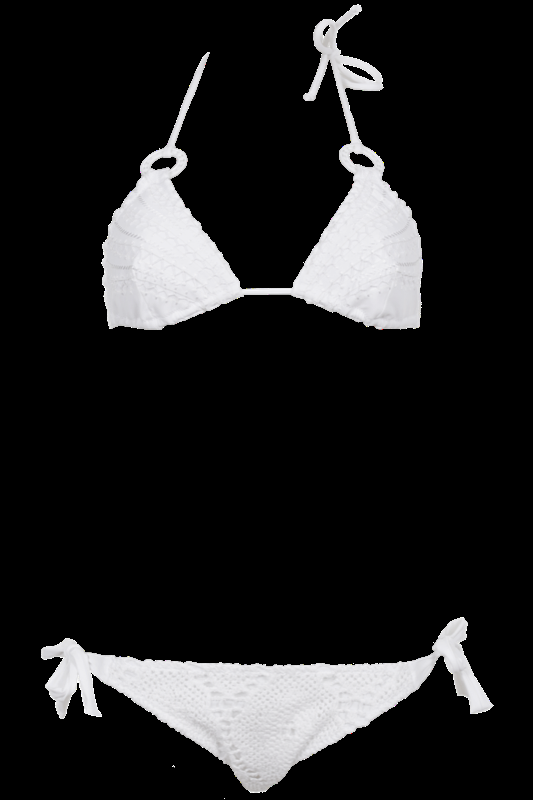 SALE Triangle Bikini in Sommerweiß mit Häkel-Look