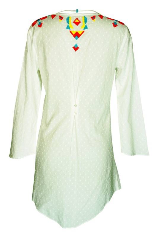 SALE Tunika In Weiß Mit Perlenstickerei