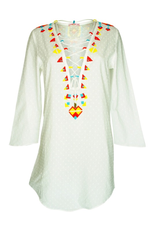 SALE Tunika in weiß mit Perlenstickerei
