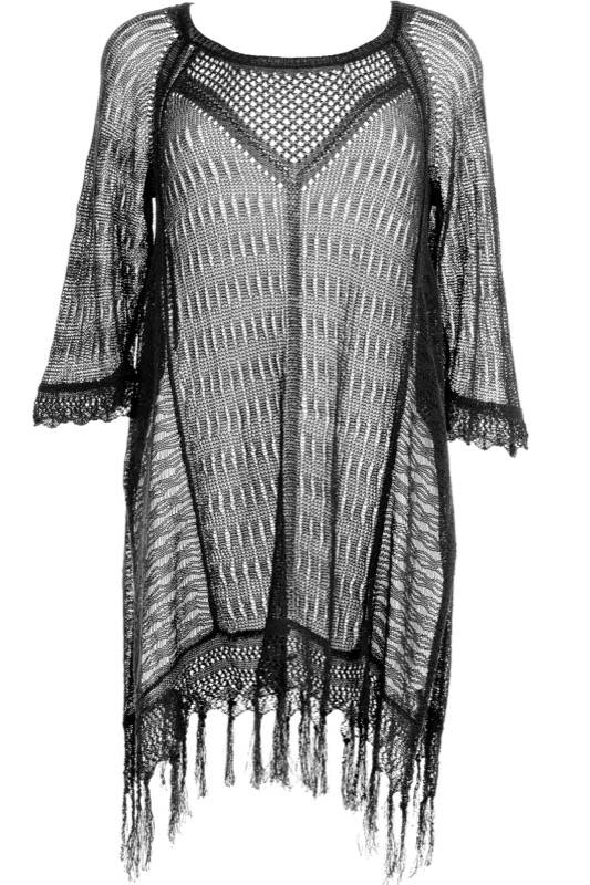 SALE Vista Beach Sweater Schwarz Mit Fransen